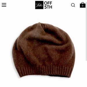 NWT Black Cashmere Beret with Ribbed Cuff - Portolano